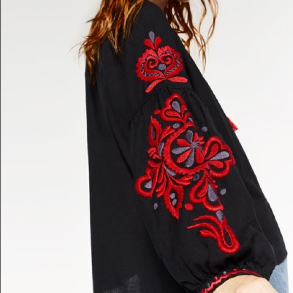 Zara bohemian embroidered blouse - Picture 7 of 8